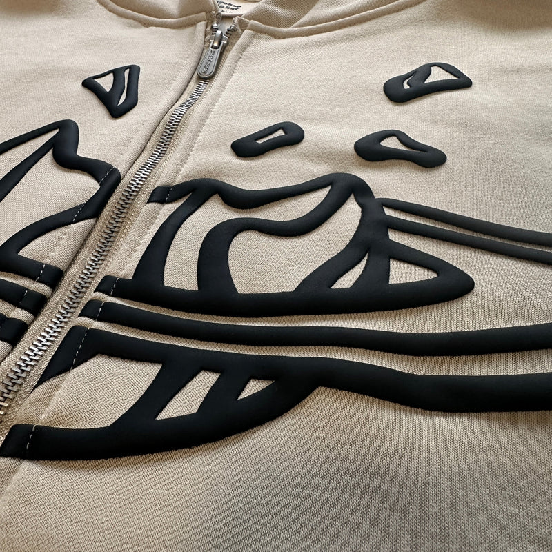 BPM BONE WHITE ZIP UP HOODIE