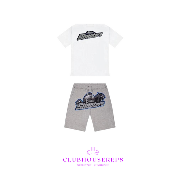 TS London Shooters Short Set - White & Grey - Fast Delivery