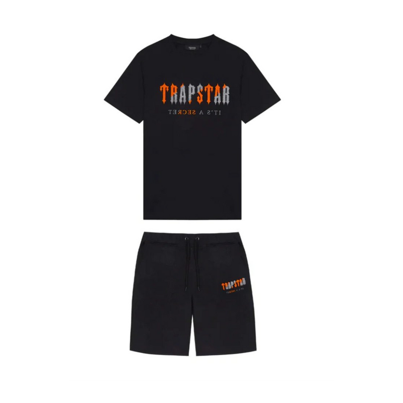 TS Chenille Decoded Short Set - Black/Orange