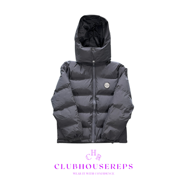 IRONGATE DETACHABLE HOODED PUFFER JACKET - STONE GREY