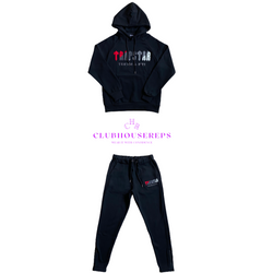 TS Chenille Decoded Hooded Tracksuit - Black & Red - CLEARANCE