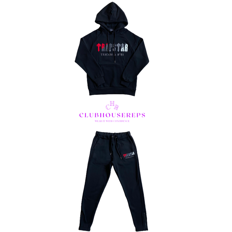 TS Chenille Decoded Hooded Tracksuit - Black & Red - CLEARANCE