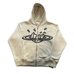 BPM BONE WHITE ZIP UP HOODIE