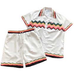 Casablanca Chevron-lace Striped-Trim Shirt & Shorts