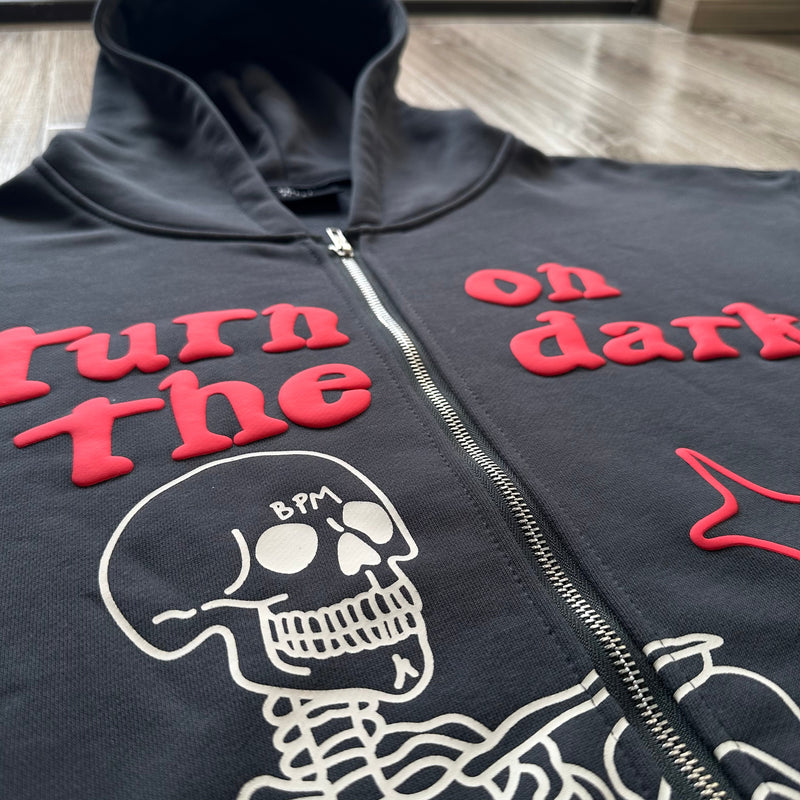 BPM TURN ON THE DARK SKELETON ZIP UP HOODIE