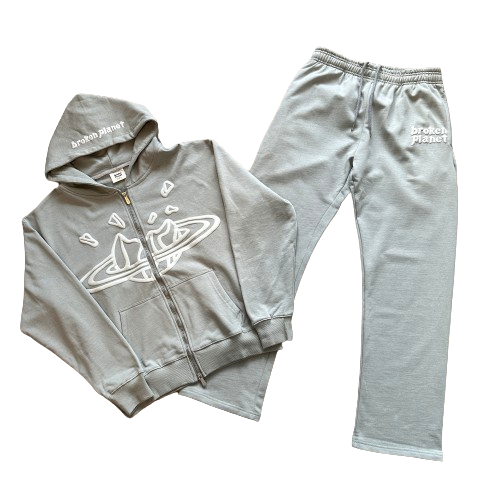 BPM STONE GREY ZIP UP SET