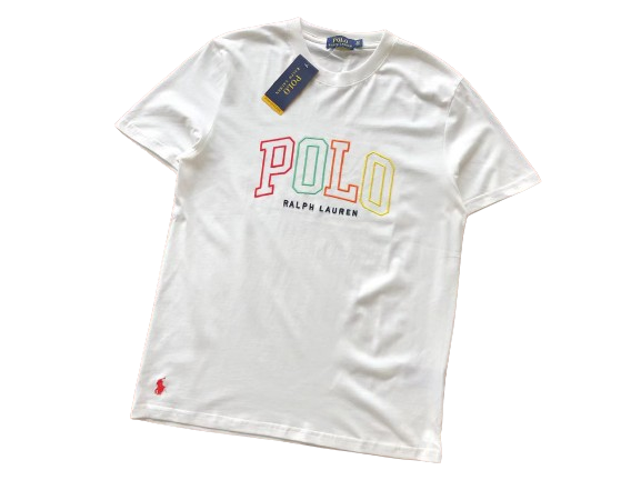 Polo Ralph Coloured Central Logo T-Shirt - White