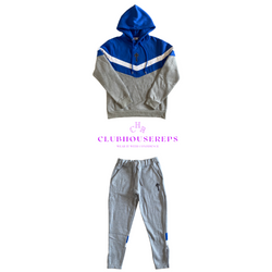 TS V-Stripe Hooded Tracksuit - Blue - Fast Delivery