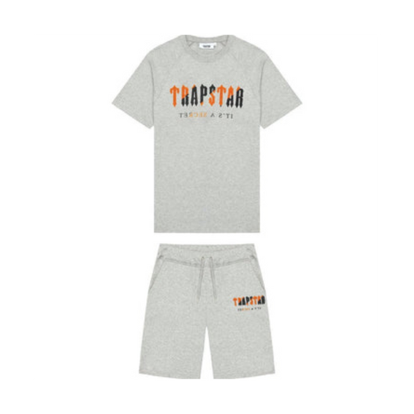 TS Chenille Decoded Short Set - Grey/Orange