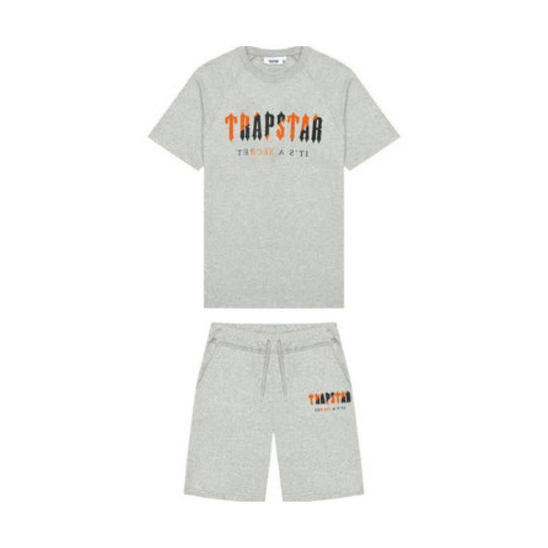 TS Chenille Decoded Short Set - Grey/Orange