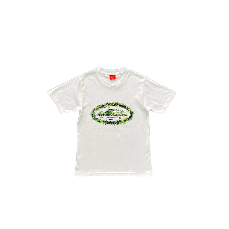 CRTZ GREEN LOGO DESIGN T-SHIRT - WHITE