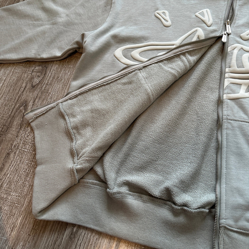 BPM STONE GREY ZIP UP SET