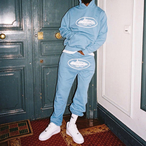 CENTRAL LOGO FULL TRACKSUIT HOODIE & PANTS - SKY BLUE