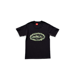 CRTZ GREEN LOGO DESIGN T-SHIRT - BLACK