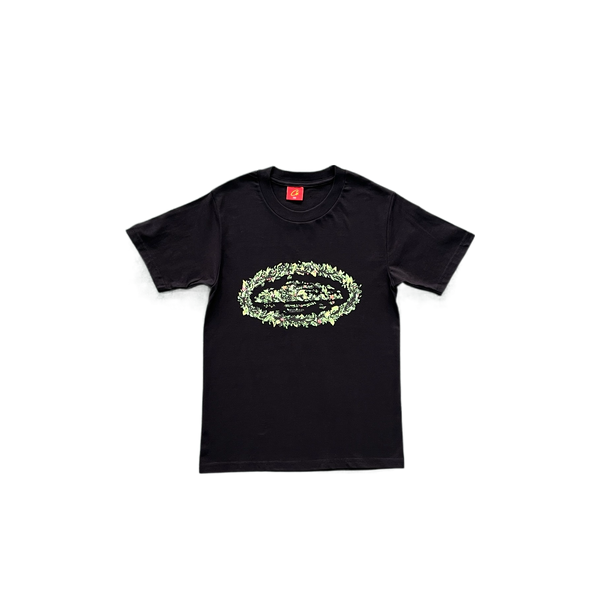 CRTZ GREEN LOGO DESIGN T-SHIRT - BLACK