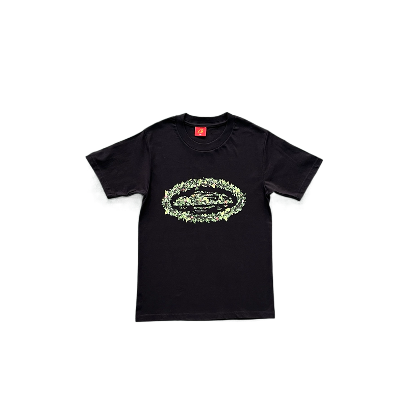 CRTZ GREEN LOGO DESIGN T-SHIRT - BLACK