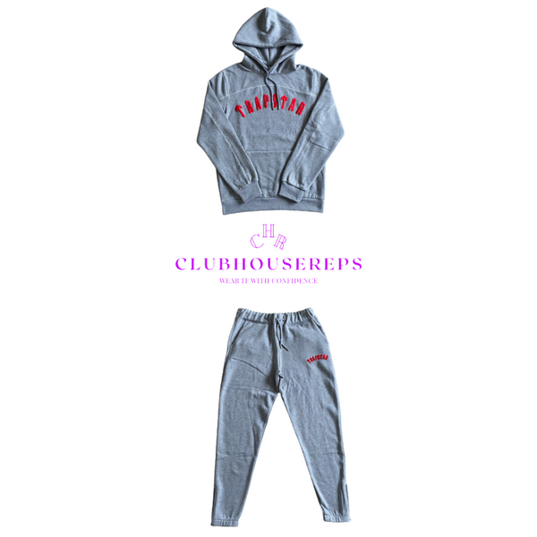 Archenille Panel Tracksuit - Grey/Red