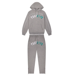 Irongate Chenille Arch Hooded Tracksuit - Grey/ Sea Blue