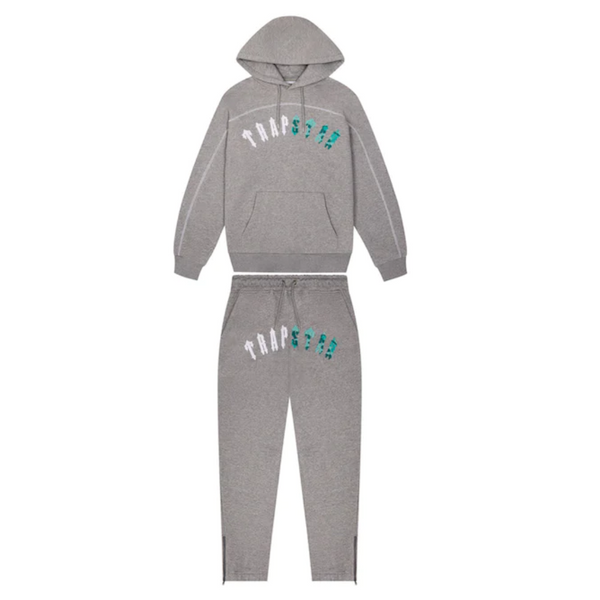 Irongate Chenille Arch Hooded Tracksuit - Grey/ Sea Blue