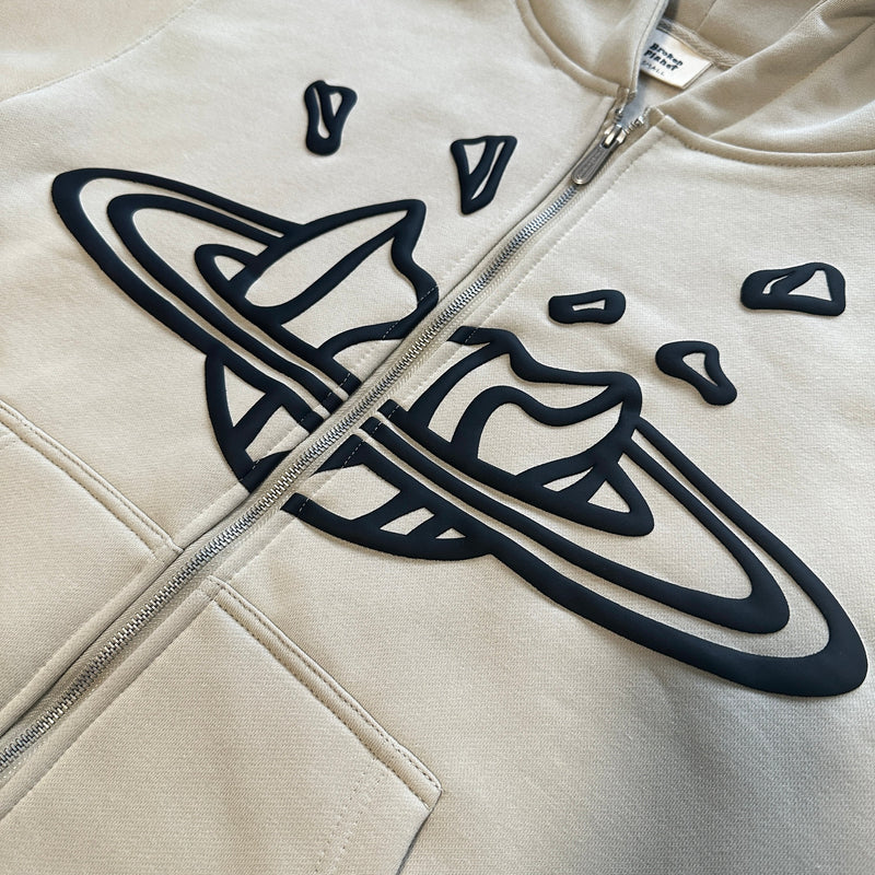 BPM BONE WHITE ZIP UP HOODIE