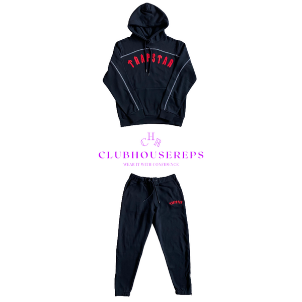 Archenille Panel Tracksuit - Black/Red