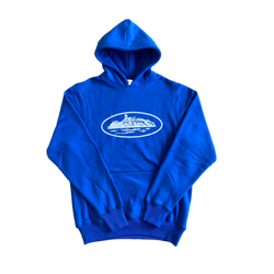 BLUE HOODIE - WHITE LOGO