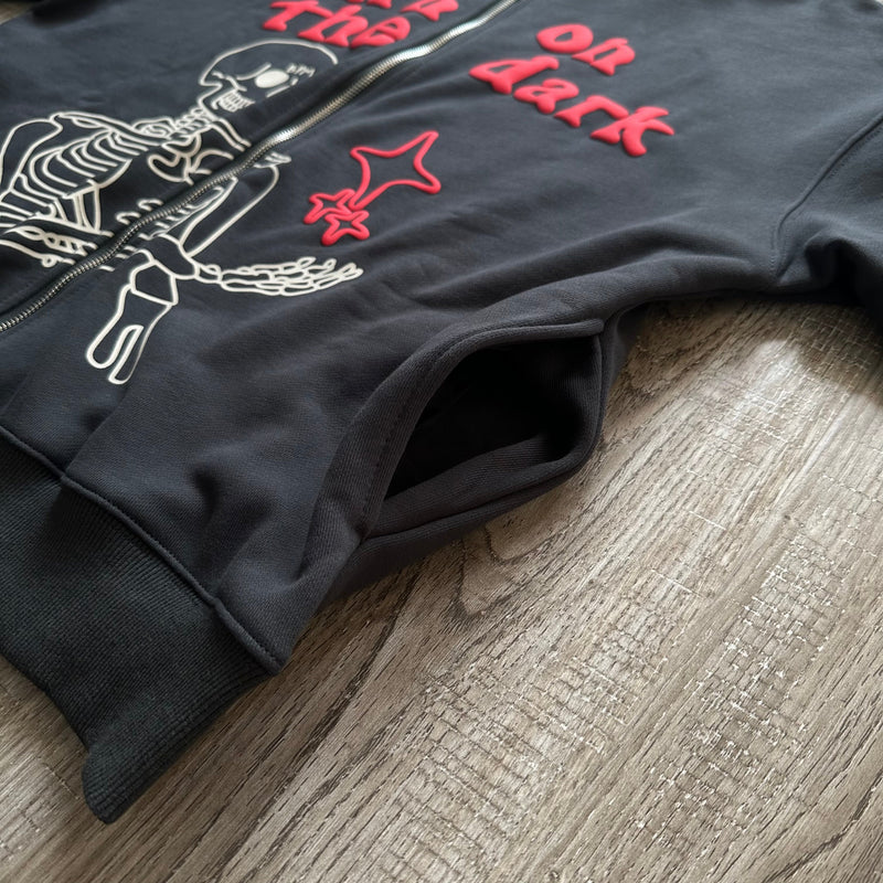 BPM TURN ON THE DARK SKELETON ZIP UP HOODIE