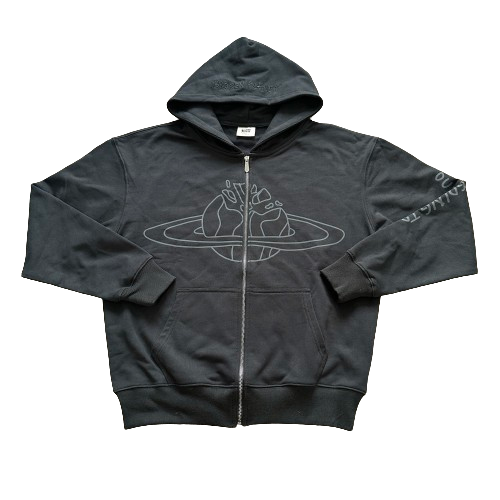 BPM BLACK OUTER SPACE ZIP UP HOODIE