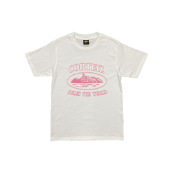 CRTZ WHITE SIMPLE T-SHIRT - PINK LOGO