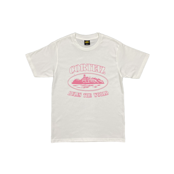 CRTZ WHITE SIMPLE T-SHIRT - PINK LOGO