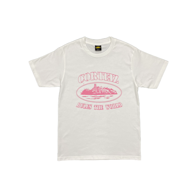 CRTZ WHITE SIMPLE T-SHIRT - PINK LOGO