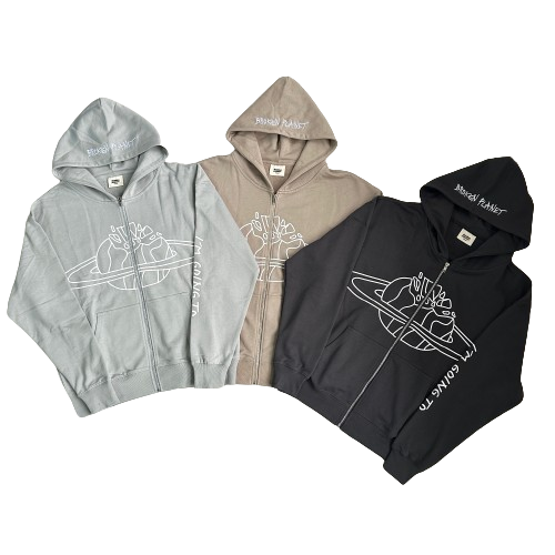 BPM ZIP UP HOODIE GREY MULTI COLOUR