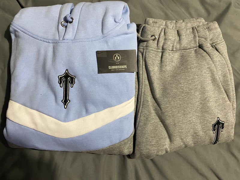 TS V-Stripes Hoodie Tracksuit - Baby Blue