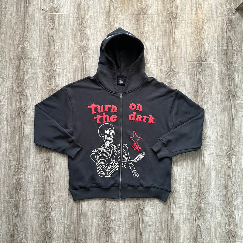 BPM TURN ON THE DARK SKELETON ZIP UP HOODIE