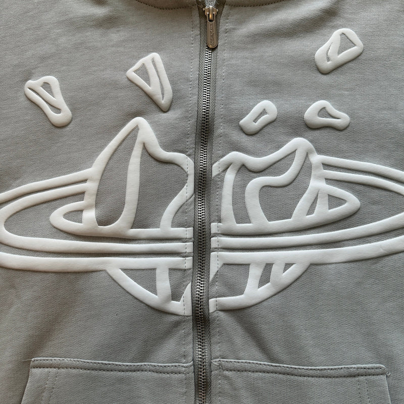 BPM STONE GREY ZIP UP SET