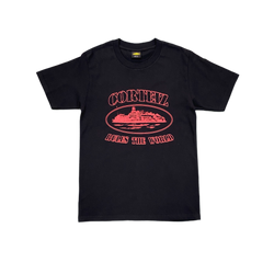 CRTZ BLACK SIMPLE T-SHIRT - RED LOGO