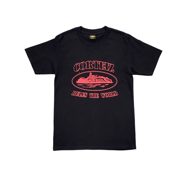 CRTZ BLACK SIMPLE T-SHIRT - RED LOGO