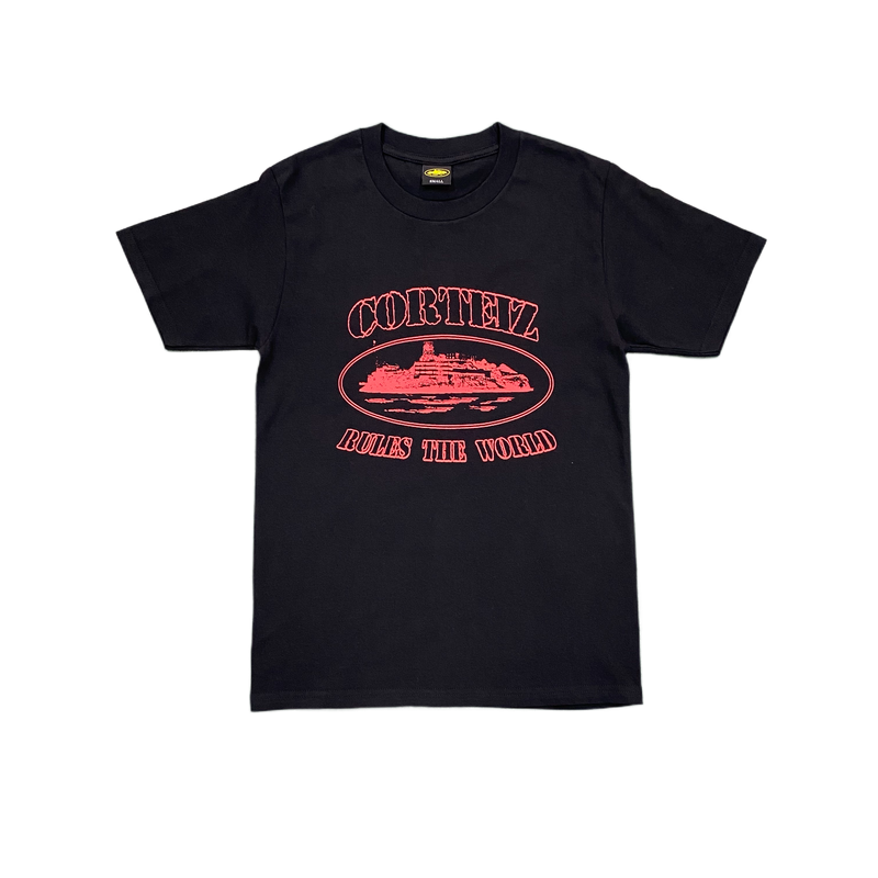 CRTZ BLACK SIMPLE T-SHIRT - RED LOGO