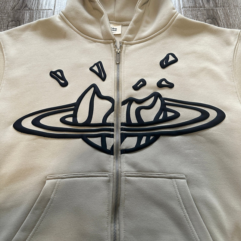 BPM BONE WHITE ZIP UP HOODIE