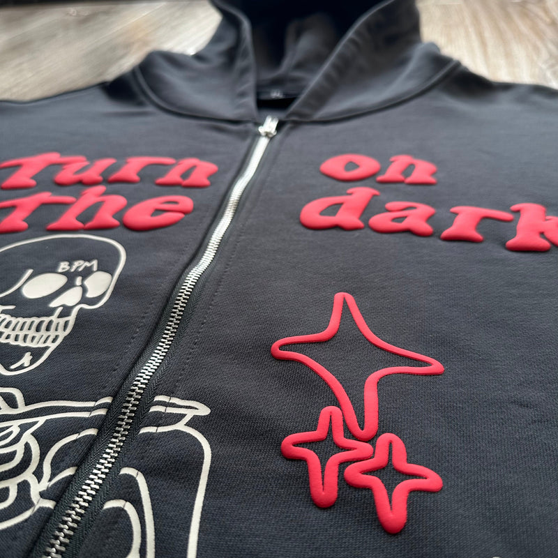 BPM TURN ON THE DARK SKELETON ZIP UP HOODIE