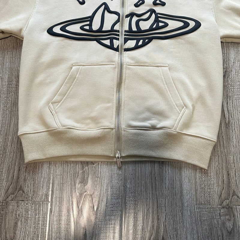 BPM BONE WHITE ZIP UP HOODIE