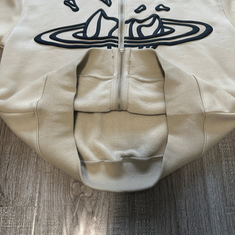 BPM BONE WHITE ZIP UP HOODIE