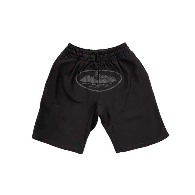 BASIC ROUND LOGO SHORTS - ALL BLACK - Fast Delivery