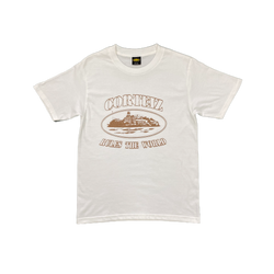 CRTZ WHITE SIMPLE T-SHIRT - BROWN LOGO