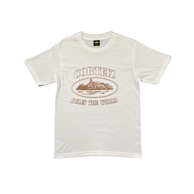 CRTZ WHITE SIMPLE T-SHIRT - BROWN LOGO