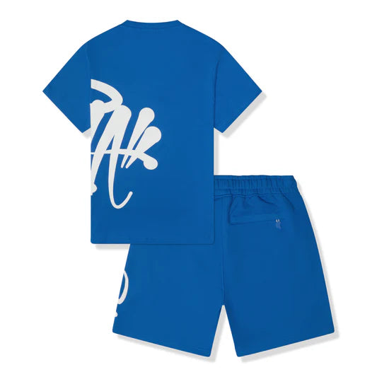 Syna T-shirt & Shorts Set - Blue/Grey Logo