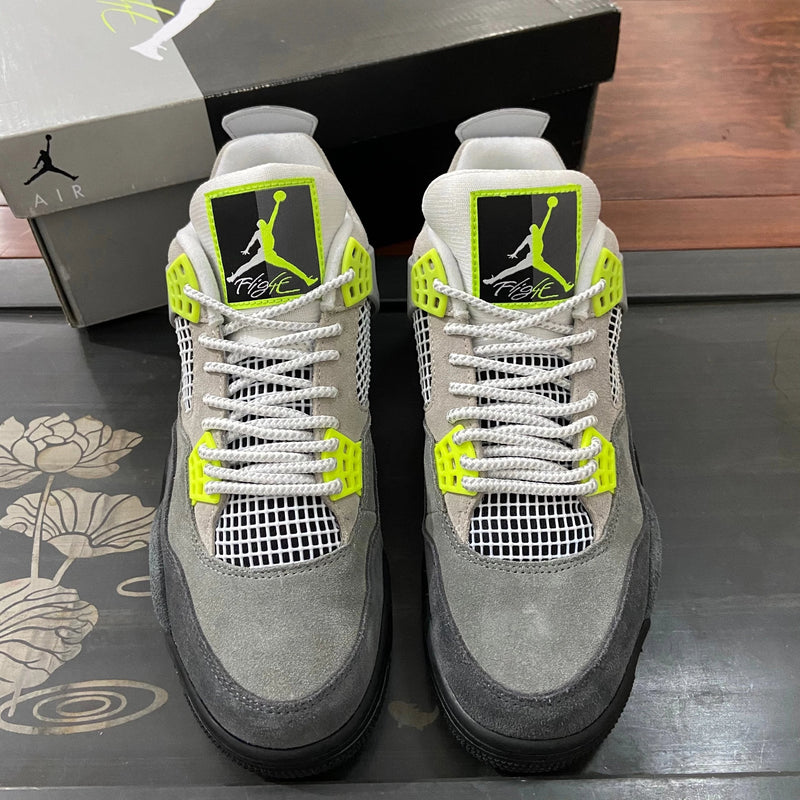 AJ4 Neon 95 Grey